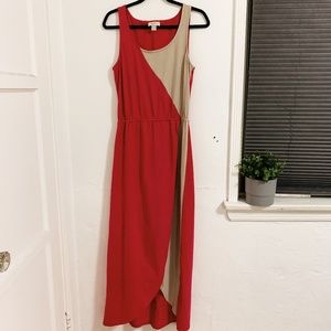 LOFT Maxi Color Block Tulip Dress